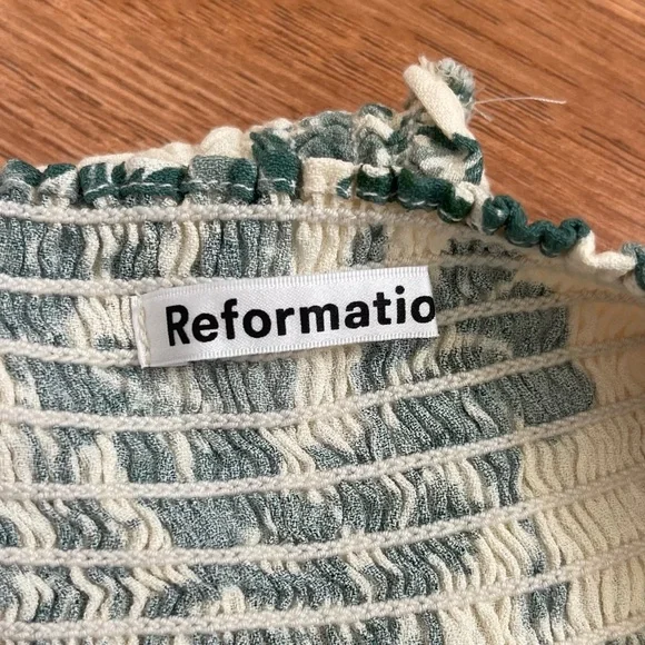 REFORMATION Adour Top Blouse Fortune Green Floral Size XS - Picture 4 of 10